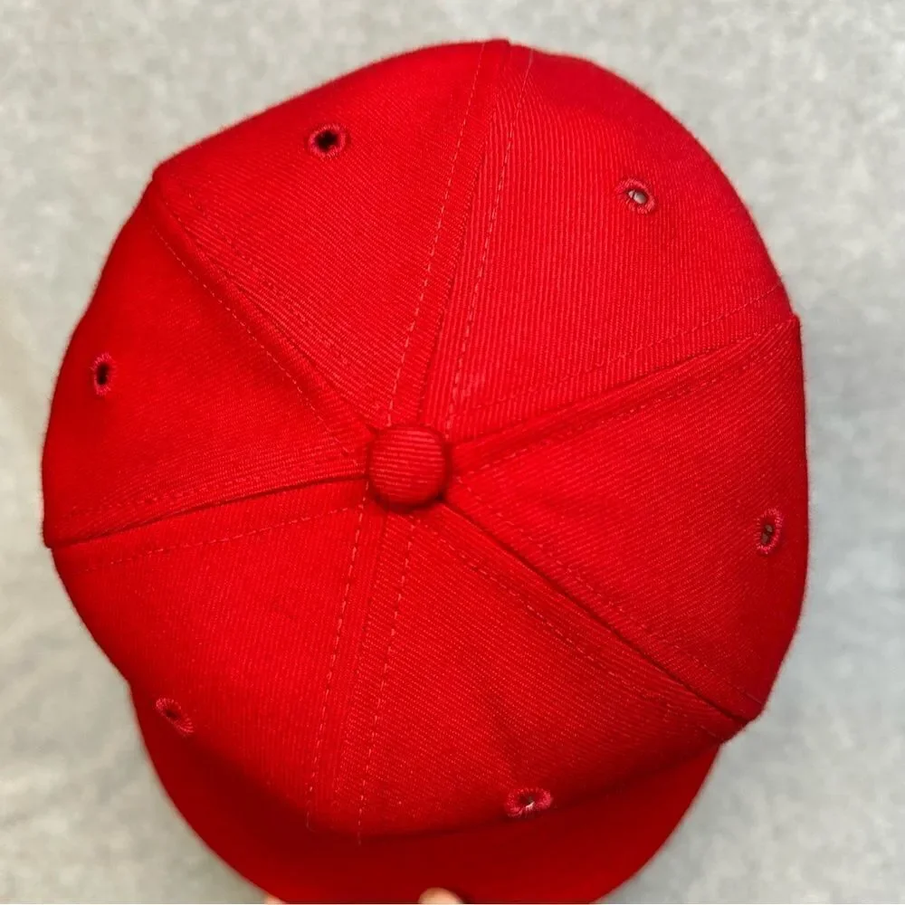 Vintage Pro Line Fitted Hat Adult 7-1/8 Red Front T Logo Embroidered USA Made‎